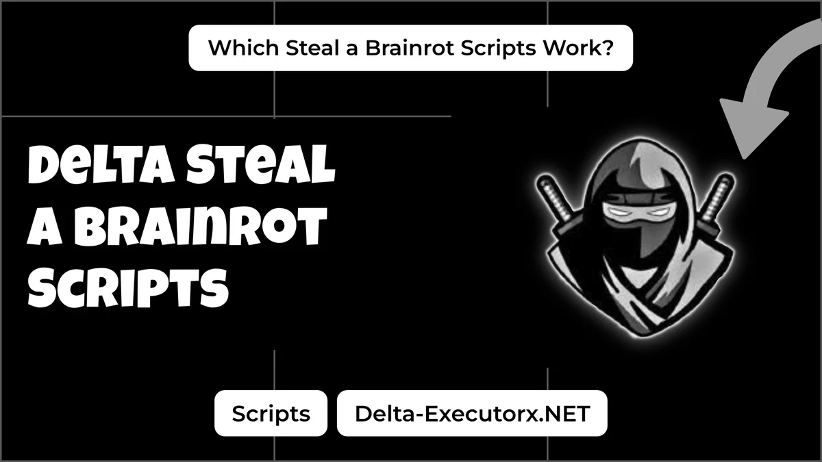 Delta Executor Steal a Brainrot script cover with the ninja logo and a working loaders label